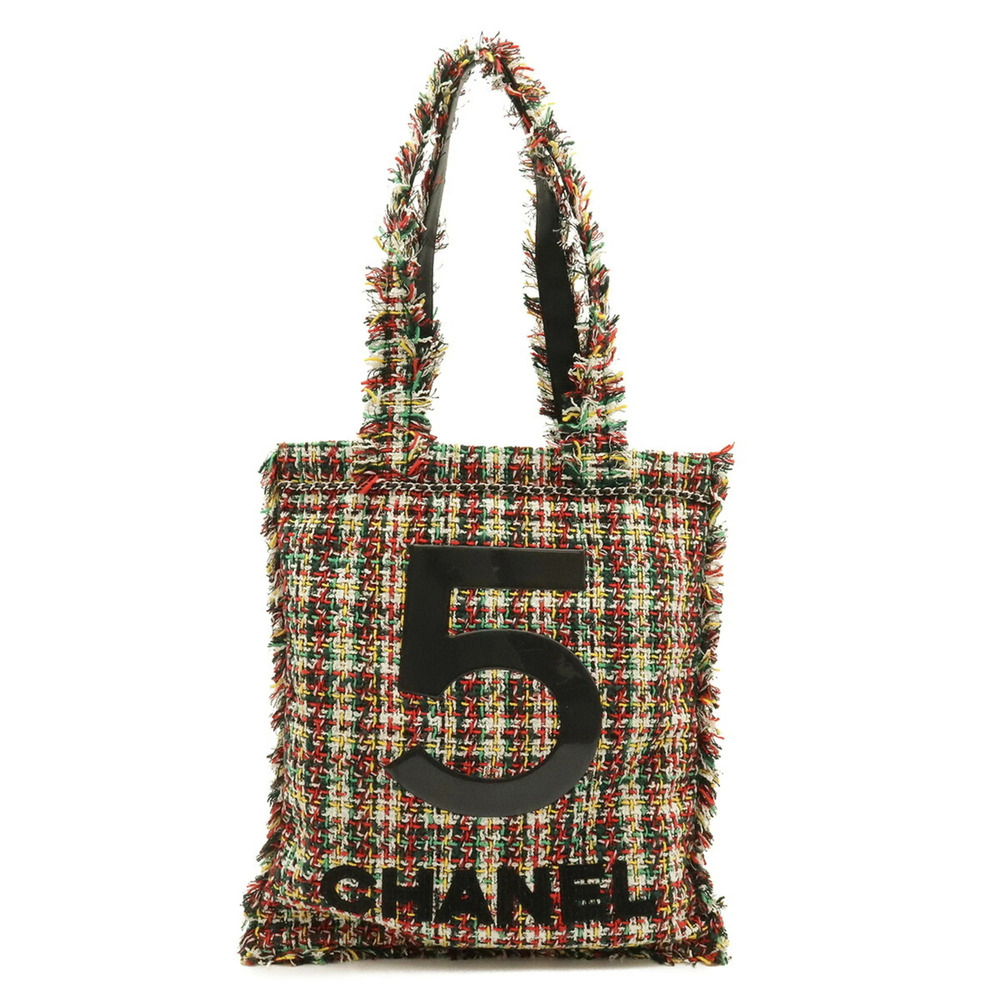 CHANEL No. 5 Tote Bag/Shoulder Bag, Tweed and Patent Leather, Multicolor, Bla...